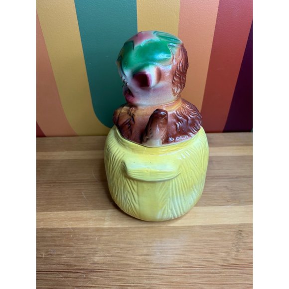 Vintage American Bisque ceramic puppy in a pot cookie jar ceramic1950s kitschy - Picture 5 of 10
